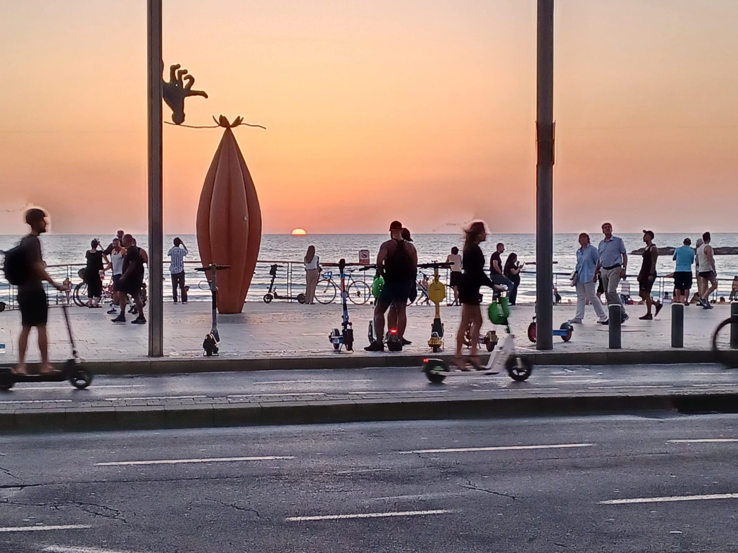 Tel Aviv Setting Sun over Sea